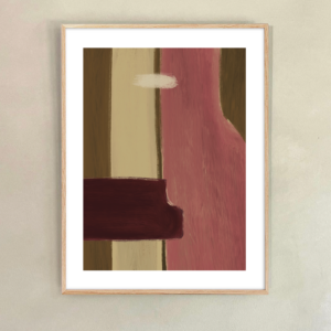 abstract oud roze beige groen art print