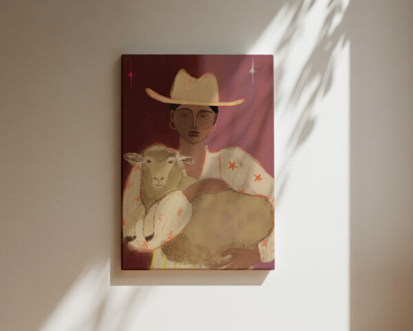 GIRL WITH HER SHEEP | CANVAS DRUK